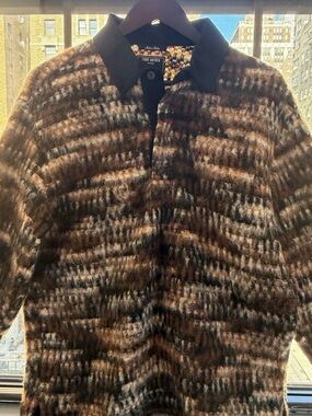 Todd Snyder Brown & Black Patterned Sweater Polo; Italian Fabric